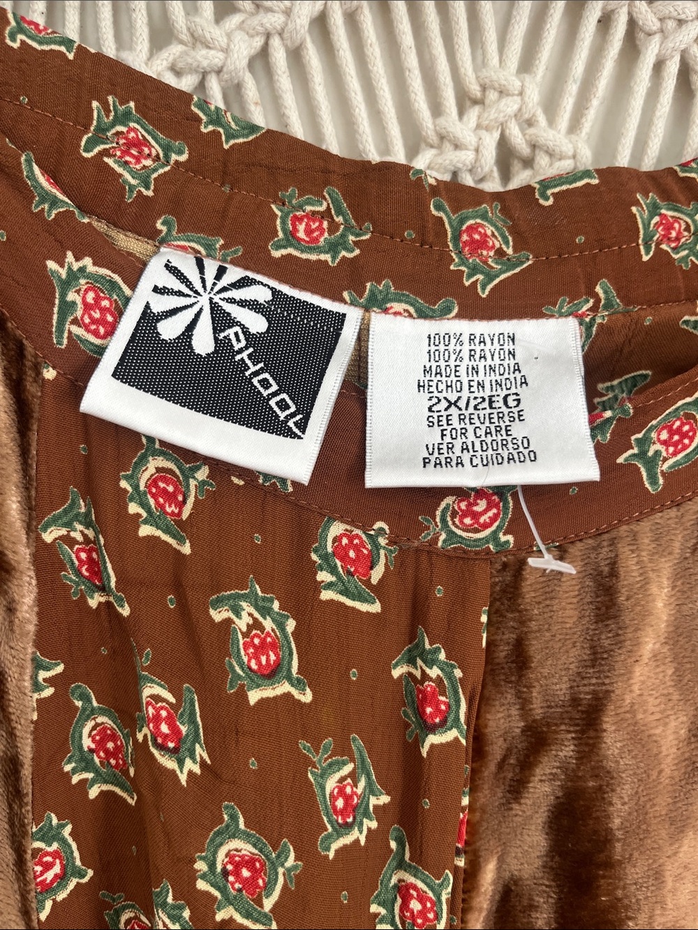Vintage Phool Bohemian Patchwork Maxi Skirt Green and Brown 2XL - Picture 3 of 6